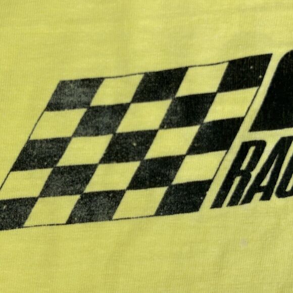 Vintage Dave Fuge Racing Enterprises T Shirt Mens Large 80s Motorsports Yellow - Picture 5 of 8